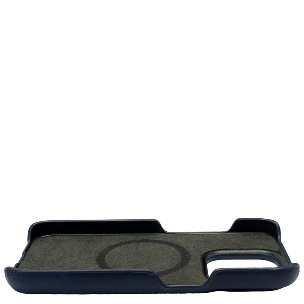 DALLAS DESIGNER HANDBAGS Leather iPhone 15 Pro MagSafe Phone Case Navy Blue - Picture 6 of 9